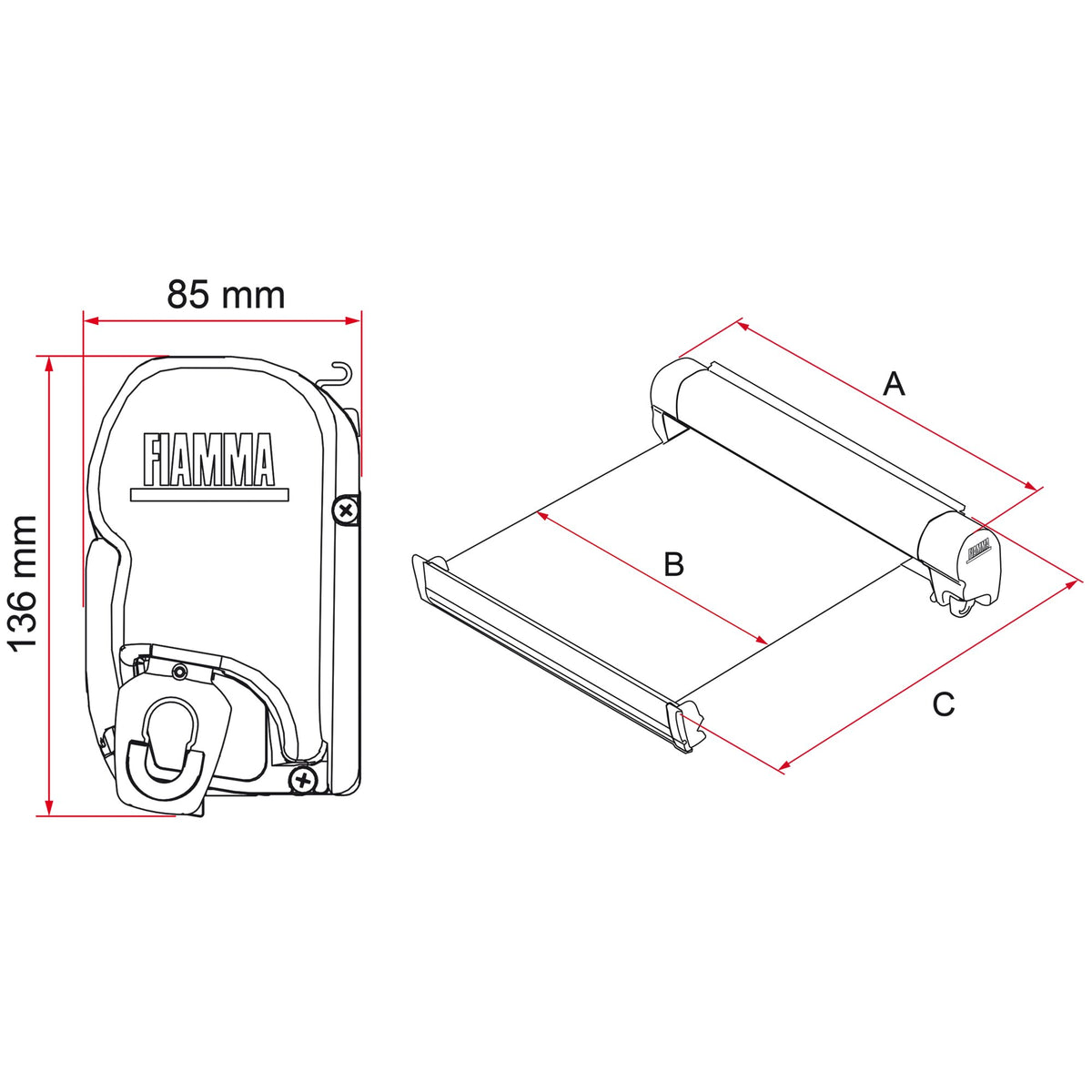 Fiamma Tenda F45s 260 cm nera per VW T5/T6/T6.1 California, staffe incluse