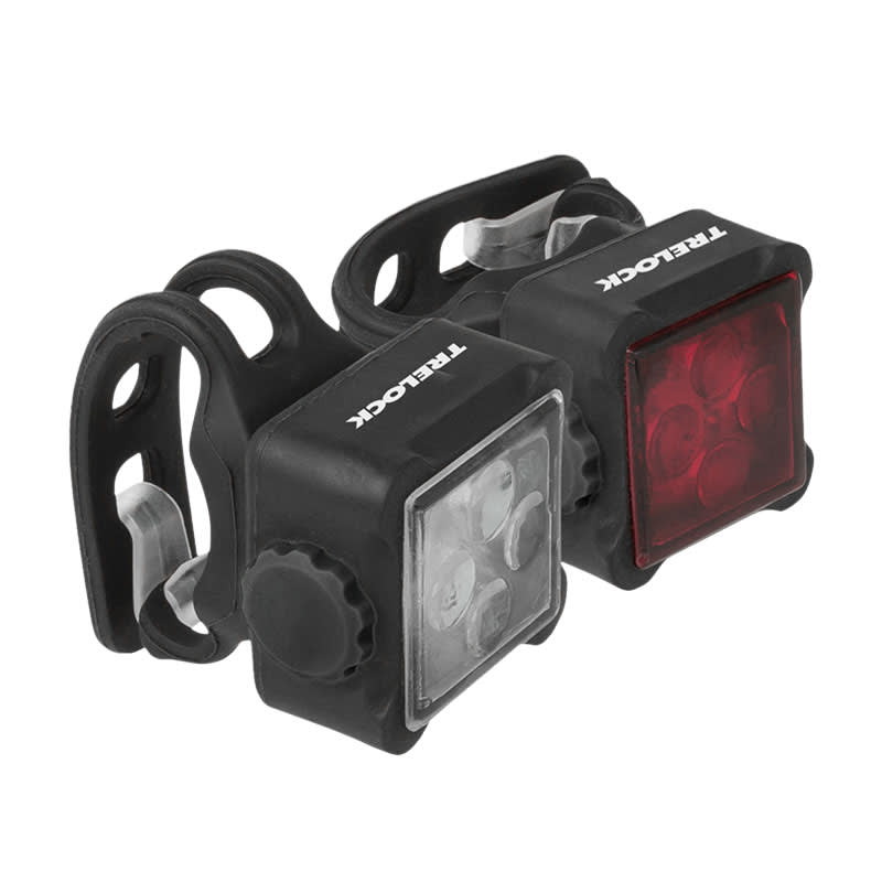 Trelock Fanale Bicicletta LS260 SQUARELINE Anteriore+Posteriore 38+8 Lumens con 4 Led Set