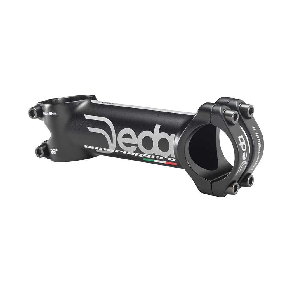 Deda Elementi Attacco Manubrio SUPERLEGGERO 130mm x 31,8mm Angolo 82 gradi Nero Opaco