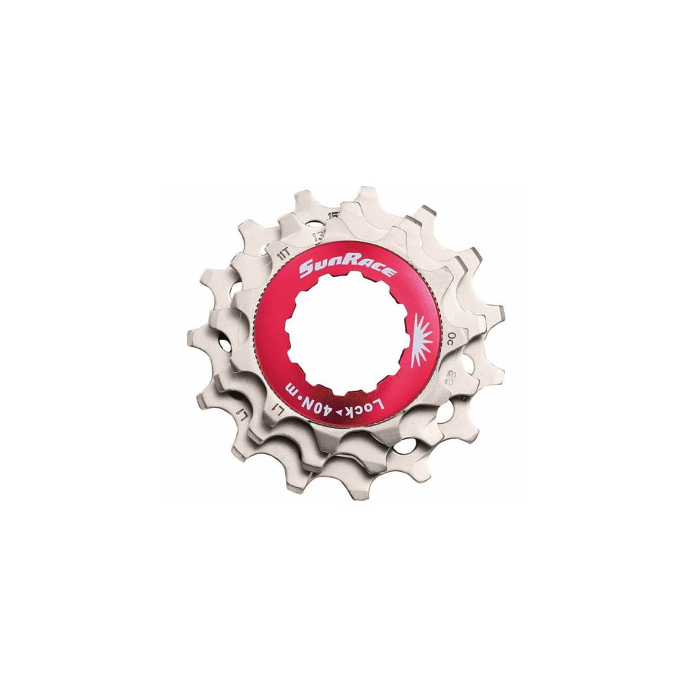 Sunrace Kit Pignoni Cassetta 10V Corpetto SHIMANO Lockring Rosso Pignoni Silver