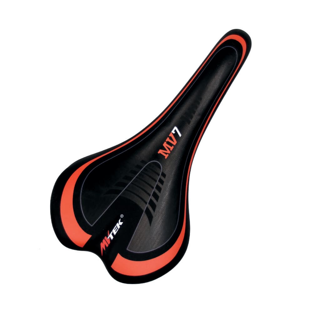 Mvtek Sella Bicicletta MV7 275x145mm 200g Nera/Orange Rail Steel con Morsetto