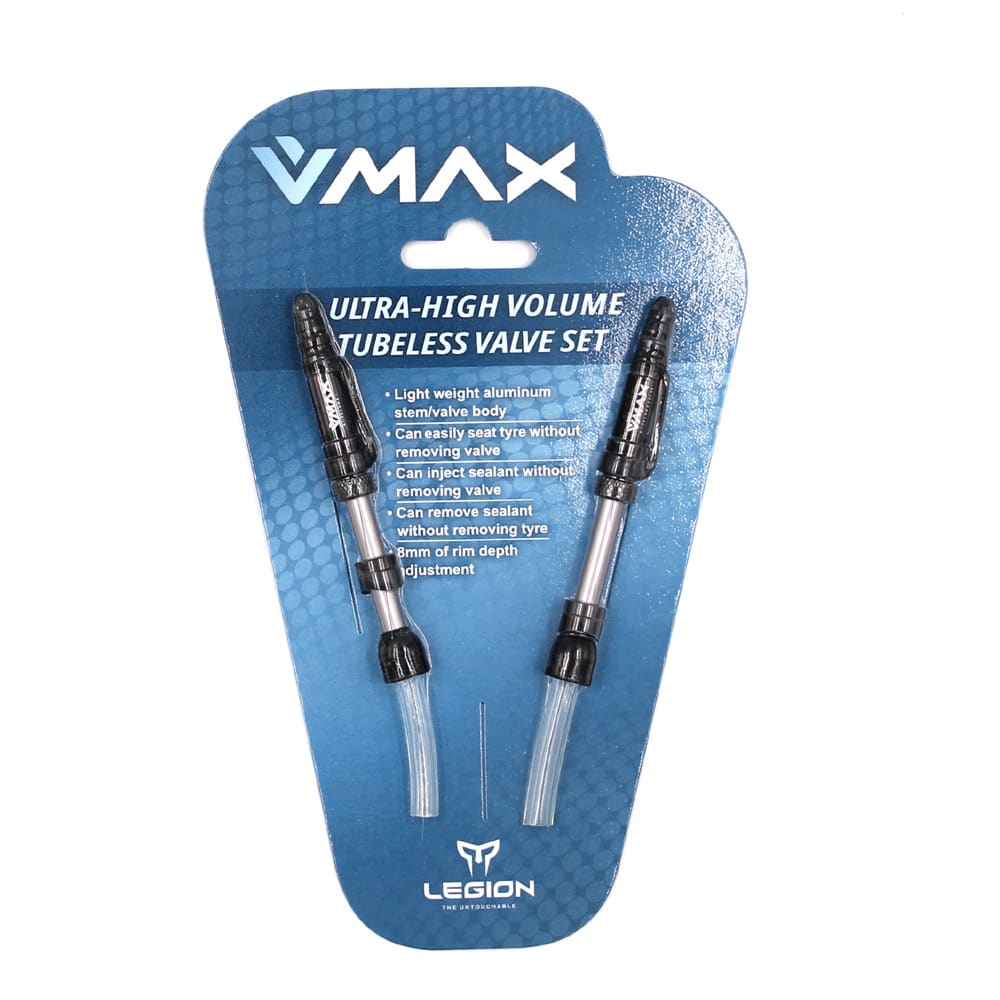 Legion Valvole Tubeless V-MAX con prolunga per Cerchi 21,5-29,5mm nera Alluminio