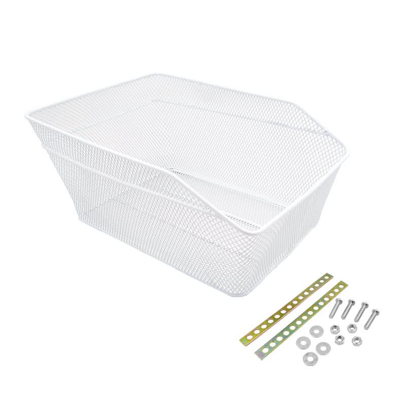 Cestino Posteriore 28,5x17,5x38cm METAL Rettangolare Bianco Metallo con Piastre