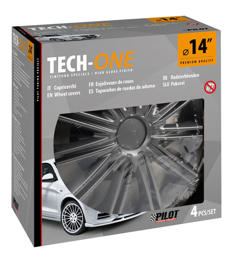 Lampa Copricerchi auto 4 pz - verniciati Tech-One Nero Dark -  14" 31516