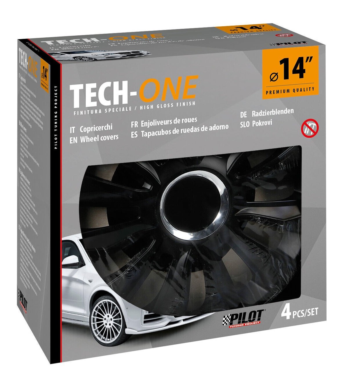 Lampa Copricerchi auto 4 pz - verniciati Tech-One Avalone Pro Black -  14" 31526