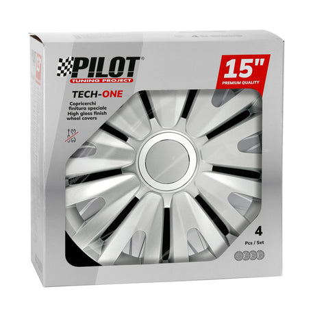 Pilot Copricerchi auto 4 pz - verniciati Tech-One Royal Silver -  15"