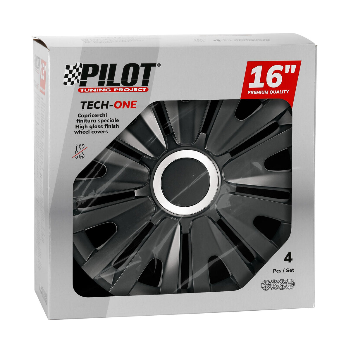 Pilot Copricerchi auto 4 pz - verniciati Tech-One Royal Black -  16"