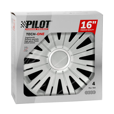 Pilot Copricerchi auto 4 pz - verniciati Tech-One Active Silver -  16"