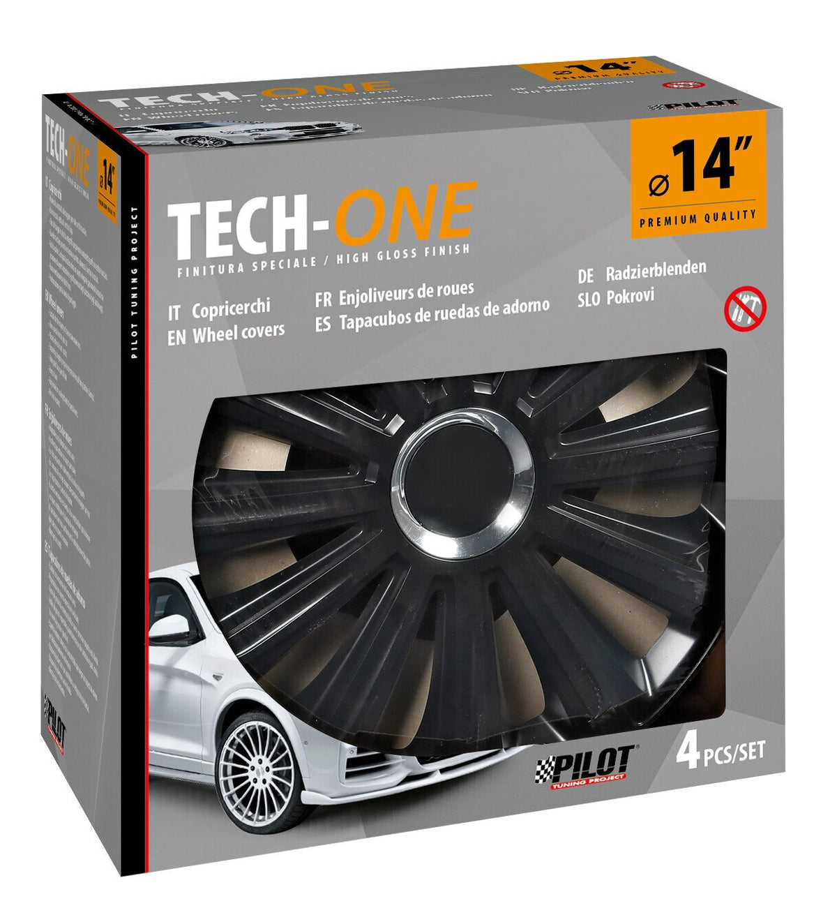 Pilot Copricerchi auto 4 pz - verniciati Tech-One Trend Black -  14"