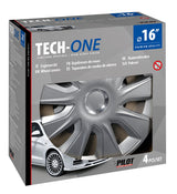 Pilot Copricerchi auto 4 pz - verniciati Tech-One Stratos RC Silver -  16"