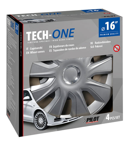 Pilot Copricerchi auto 4 pz - verniciati Tech-One Stratos RC Silver -  16"