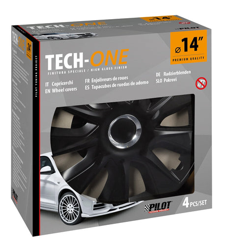 Pilot Copricerchi auto 4 pz - verniciati Tech-One Stratos RC Black -  14"