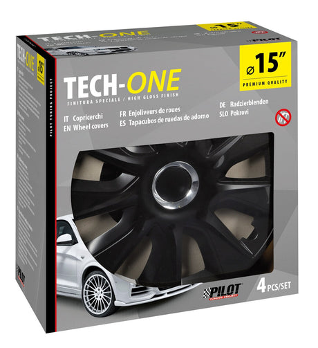 Pilot Copricerchi auto 4 pz - verniciati Tech-One Stratos RC Black -  15"