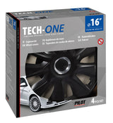 Pilot Copricerchi auto 4 pz - verniciati Tech-One Stratos RC Black -  16"
