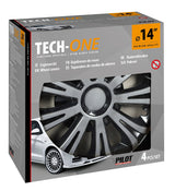 Pilot Copricerchi auto 4 pz - verniciati Tech-One Avera Silver & Black -  14"