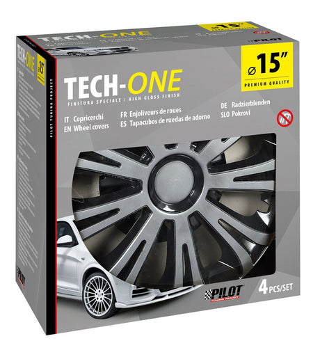 Pilot Copricerchi auto 4 pz - verniciati Tech-One Avera Silver & Black -  15"