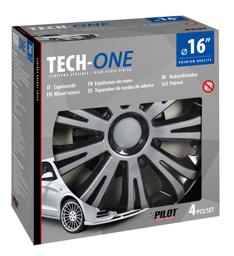 Pilot Copricerchi auto 4 pz - verniciati Tech-One Avera Silver & Black -  16"