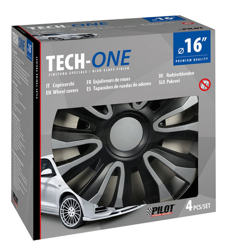 Pilot Copricerchi auto 4 pz - verniciati Tech-One Avalone Silver & Black -  16"