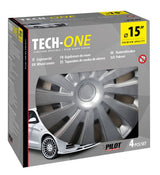 Pilot Copricerchi auto 4 pz - verniciati Tech-One Sepang Silver -  15"