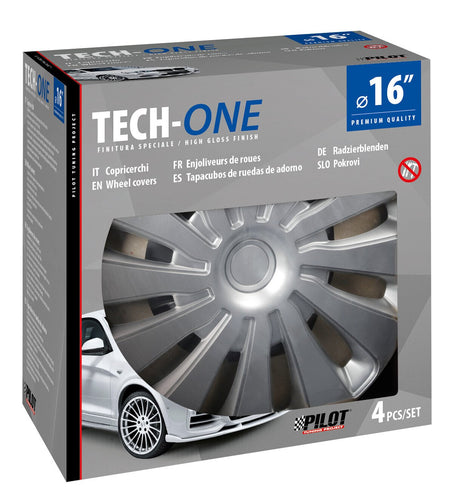 Pilot Copricerchi auto 4 pz - verniciati Tech-One Sepang Silver -  16"