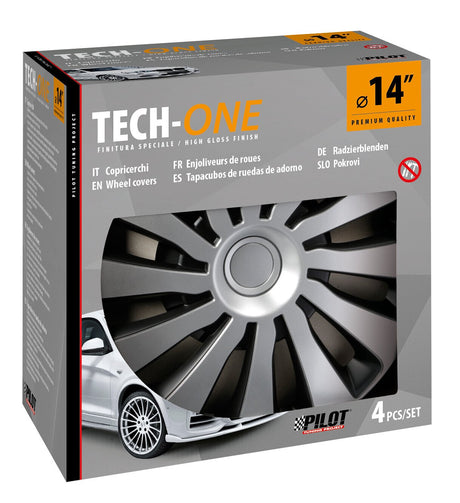Pilot Copricerchi auto 4 pz - verniciati Tech-One Sepang Silver & Black -  14"