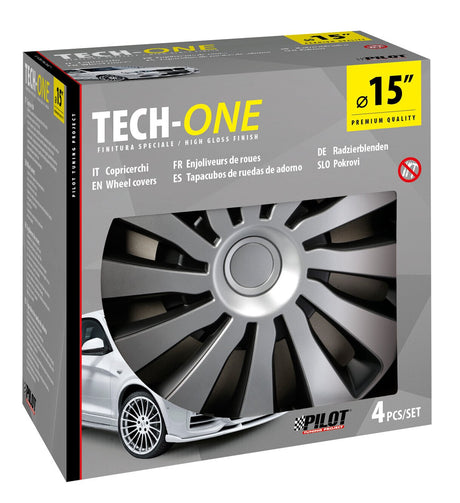 Pilot Copricerchi auto 4 pz - verniciati Tech-One Sepang Silver & Black -  15"