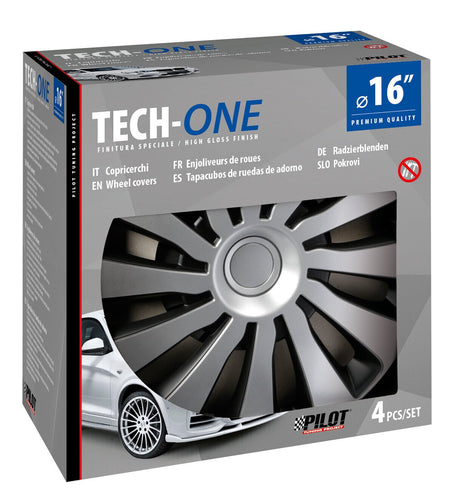 Pilot Copricerchi auto 4 pz - verniciati Tech-One Sepang Silver & Black -  16"