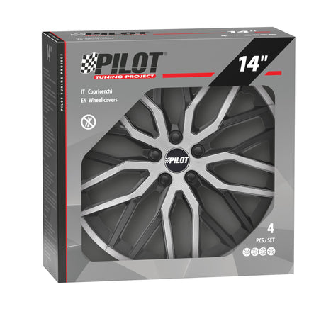 Pilot Speedster - Set 4 copricerchi - 14" - Nero/Argento