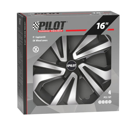 Pilot Vortexx - Set 4 copricerchi - 16" - Nero/Argento