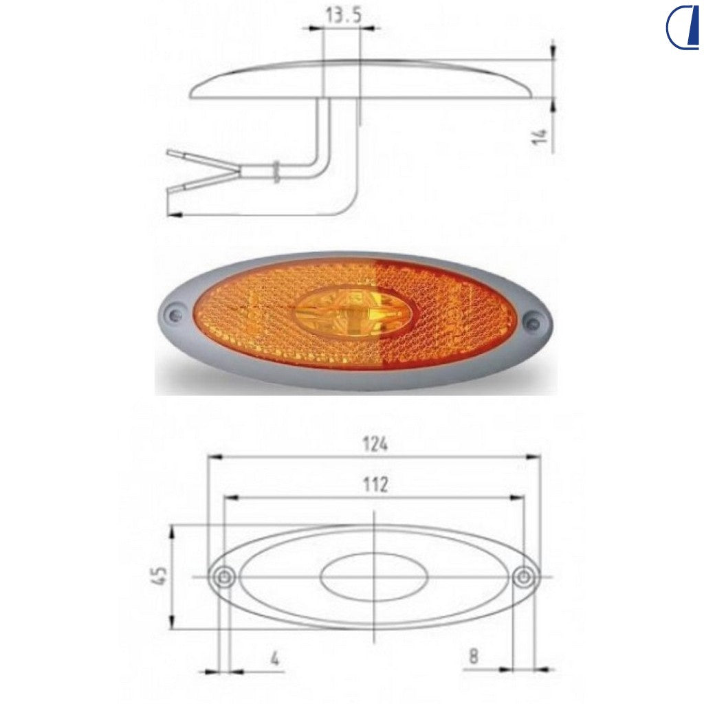Di-Tec Luce di ingombro laterale con cornice grigia e connettore IP