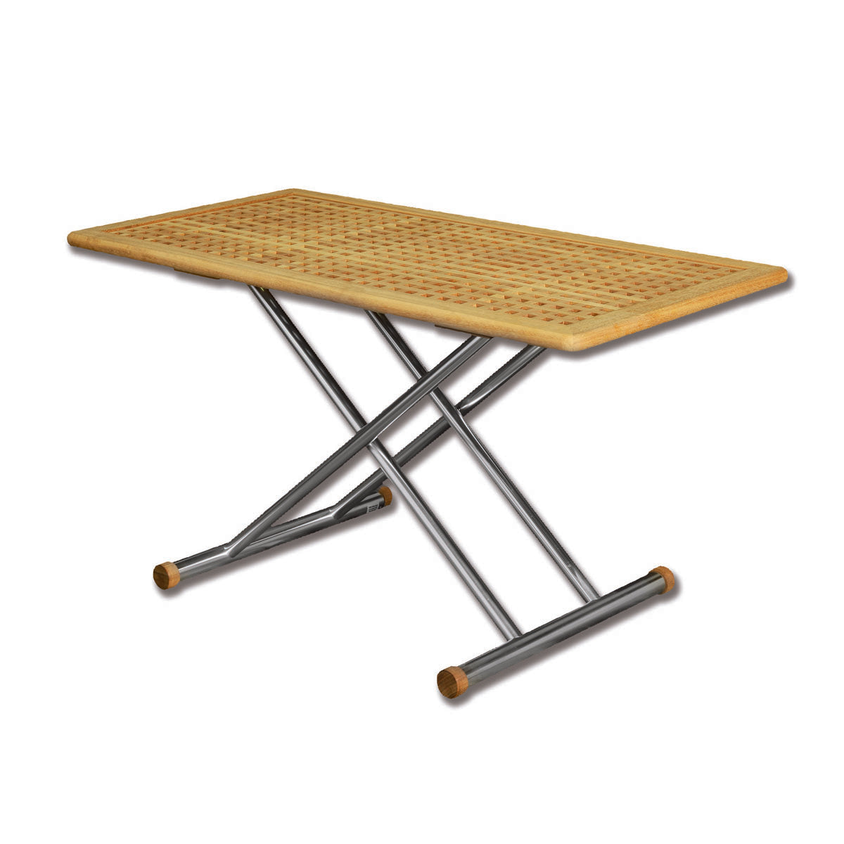 Trem Tavolo Top Magnum Silber mit Gitterplatte, 140 x 70 cm (Höhe 73 cm).
