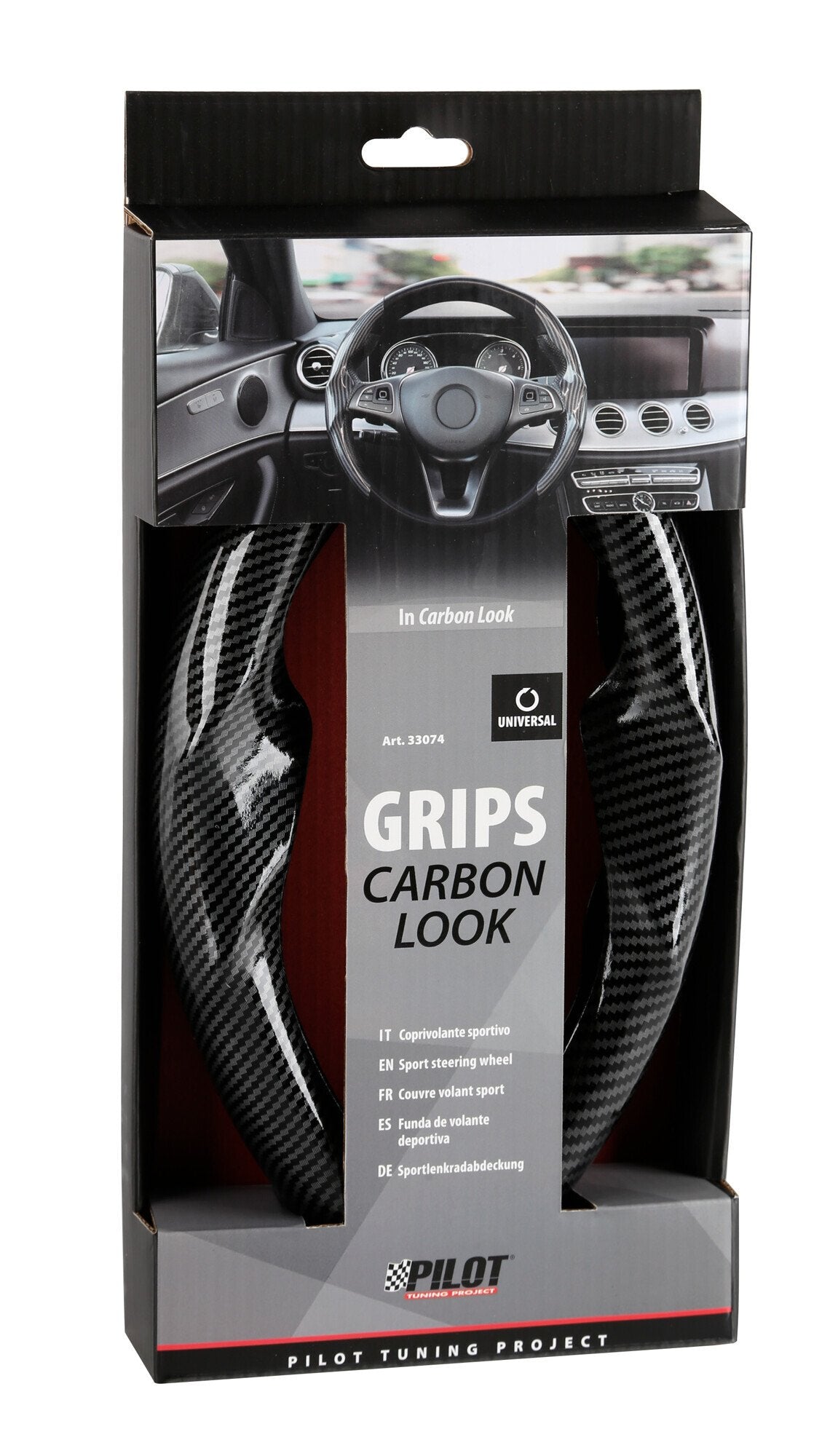 Pilot Grips, coprivolante sportivo in PVC, universale - Carbon-Look
