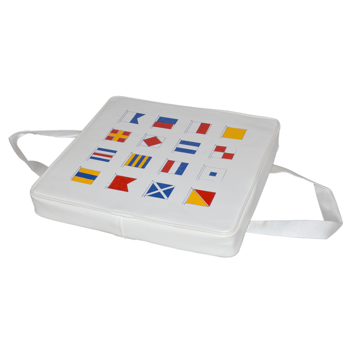 Trem White Lifebuoy Cushion with Navigation Code Print