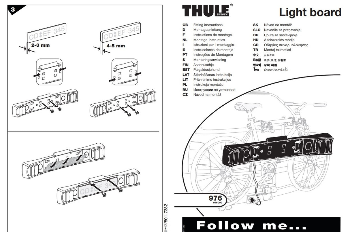 Thule 000976 Soporte de matrícula de 7 pines con luces