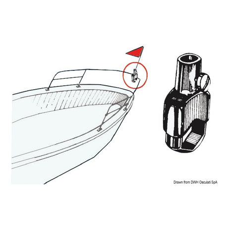 Osculati Fahnenmasthalterung zur Montage an Kanzeln oder Handläufen 35.191.14