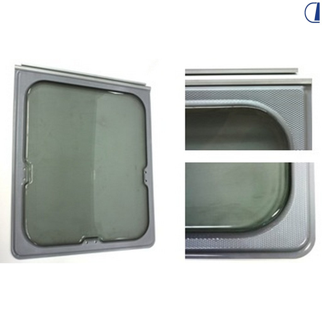 Di-Tec Ventana de cabezal gris con serigrafía doble vidrio acrílico