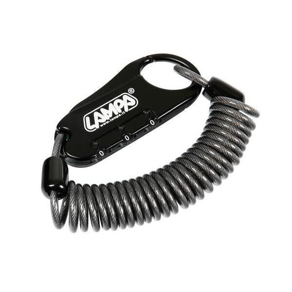 Candado antirrobo Lampa Raptor con cable en espiral - 150 cm 90595
