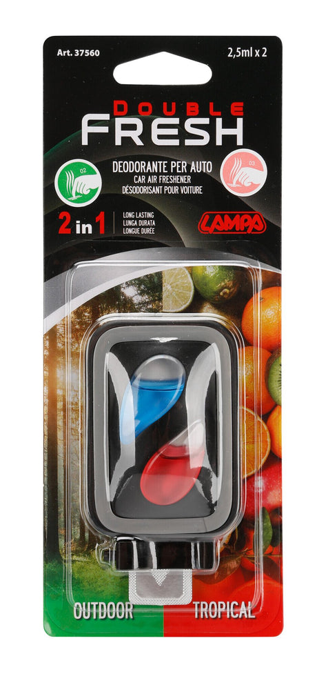 Lampa Double Fresh, deodorante per abitacolo - 2x2,5 ml - Outdoor + Tropicale 37560
