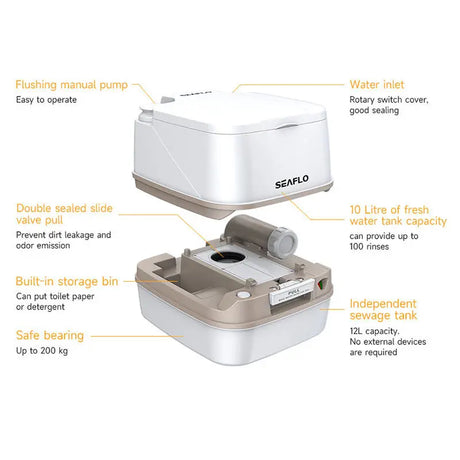 WC Portapotti Seaflo 12L - Toilette Portatile Manuale per Campeggio e Nautica - AmerigoStore