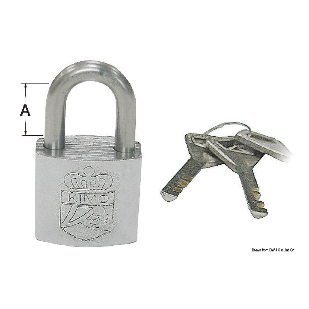 Osculati Set mit 4 Marine-Vorhängeschlössern mit Einzelschlüssel, ABLOY Sicherheitssystem 38.022.34