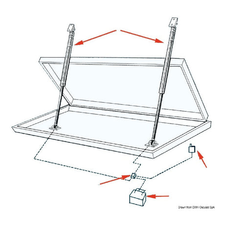 Uflex Sollevatore portellone elettrico singolo 24 Volt mm 450