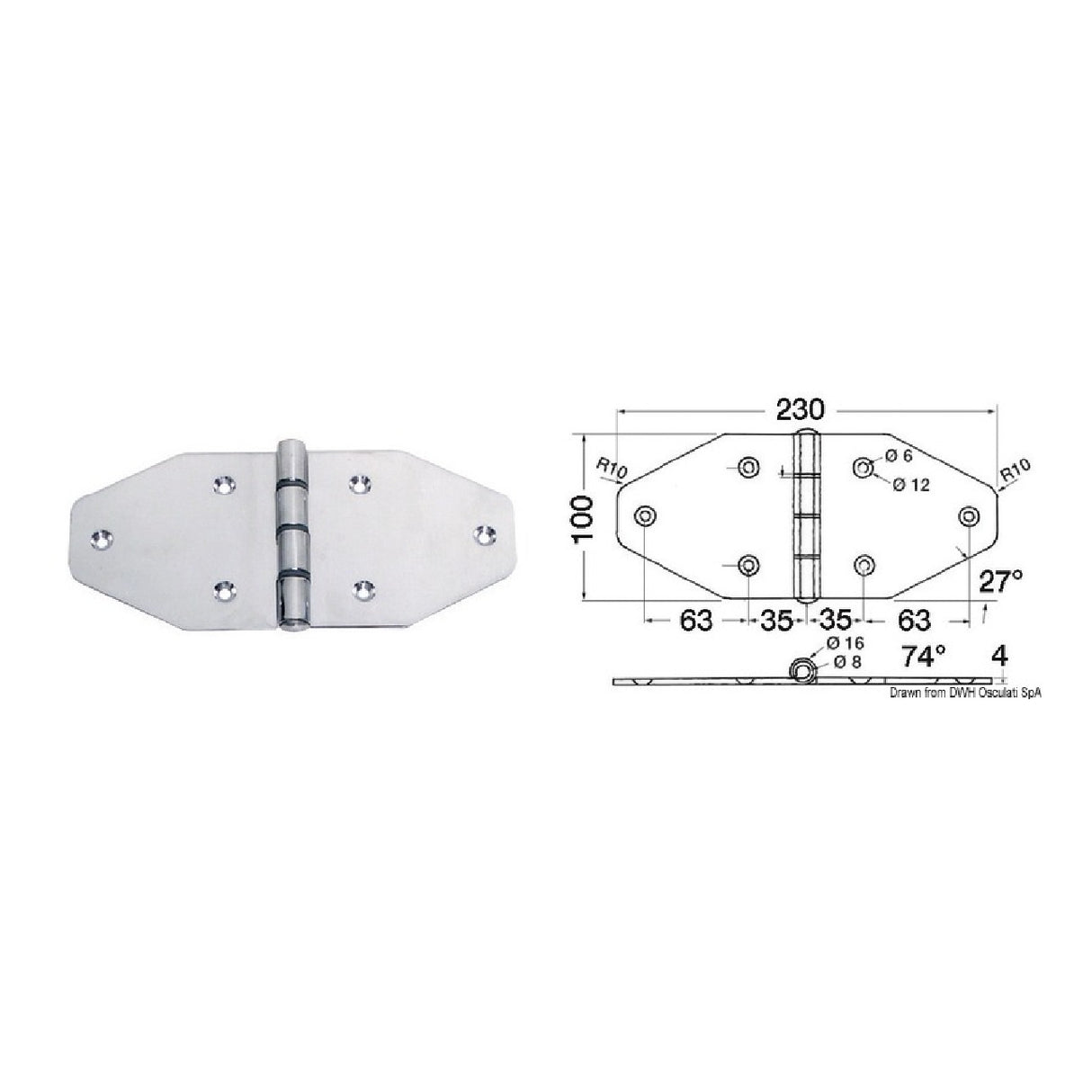 Osculati Maxi cerniera 230x100 mm