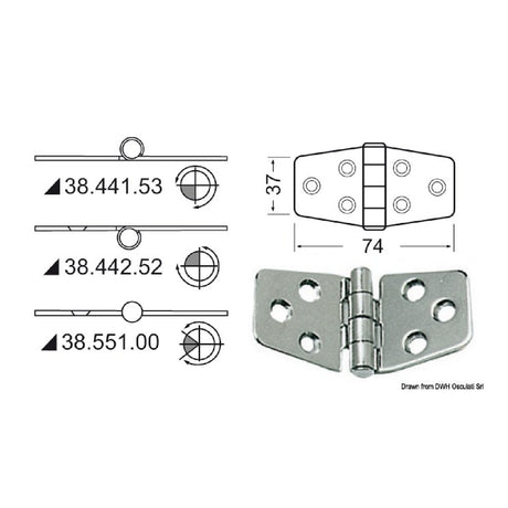 Osculati Cerniera nodo sporgente 74x37 mm 38.441.53