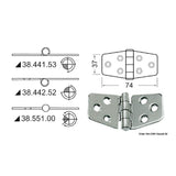 Osculati-Scharnier mit hervorstehendem Knoten 74x37 mm 38.441.53