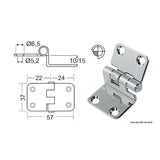 Bisagra de acero inoxidable Osculati 57x37x15 mm 38.441.56