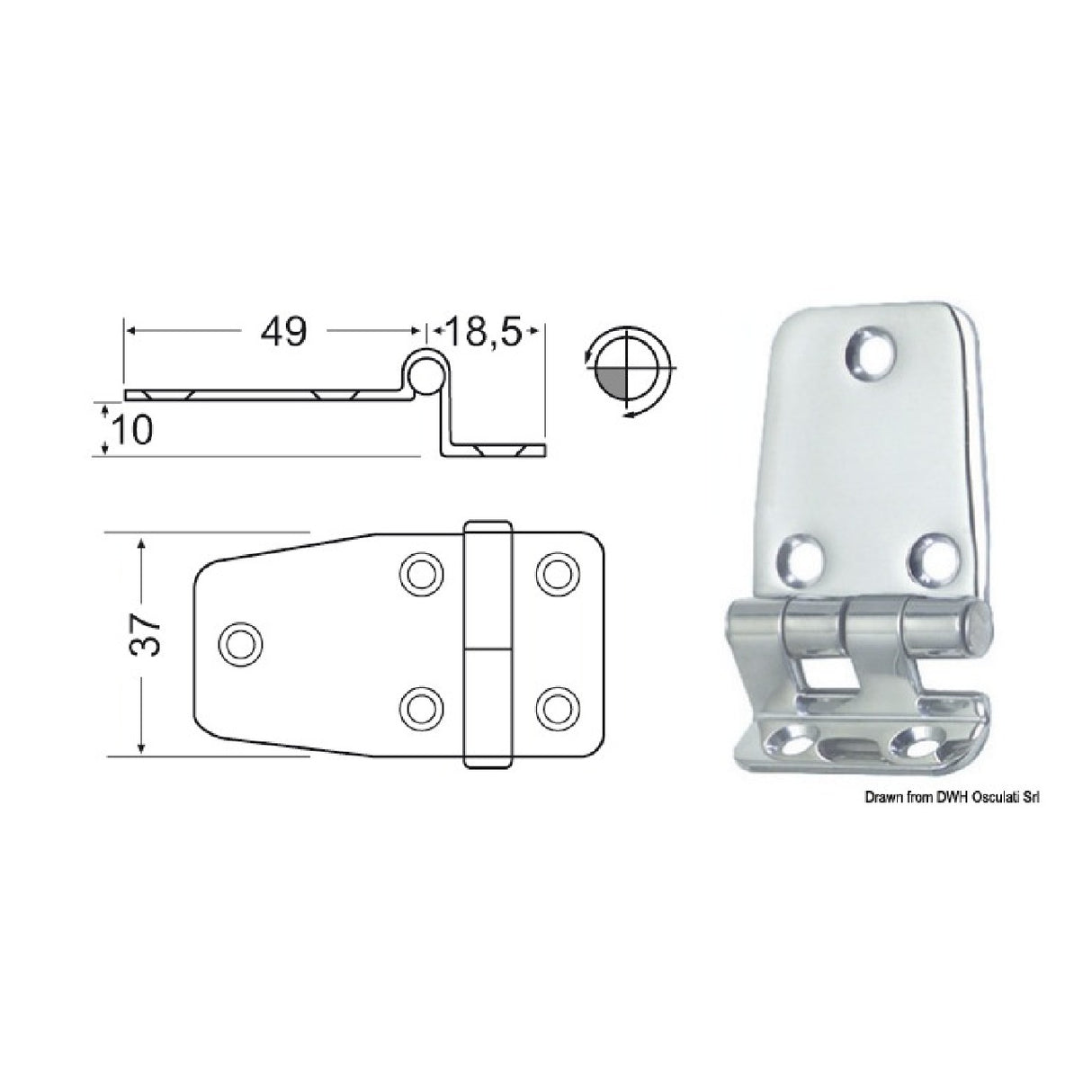 Osculati Cerniera a sbalzo 2 mm 38.441.57 38.441.57