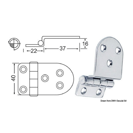 Osculati Cerniera a sbalzo 2 mm 38.441.58 38.441.58 - AmerigoStore