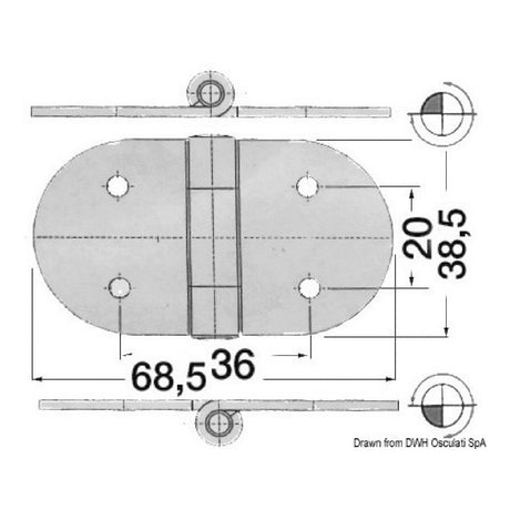 Osculati Cerniera inox 68,5x38,5 mm 38.441.68