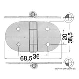 Osculati Cerniera inox rovesciata 68,5x38,5 mm 38.442.68