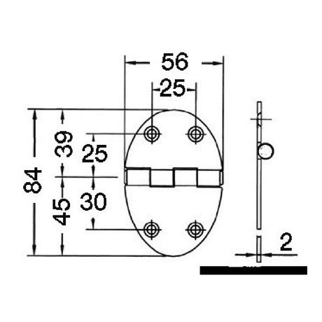 Osculati Cerniera 84x56mm 2mm viti 38.452.01